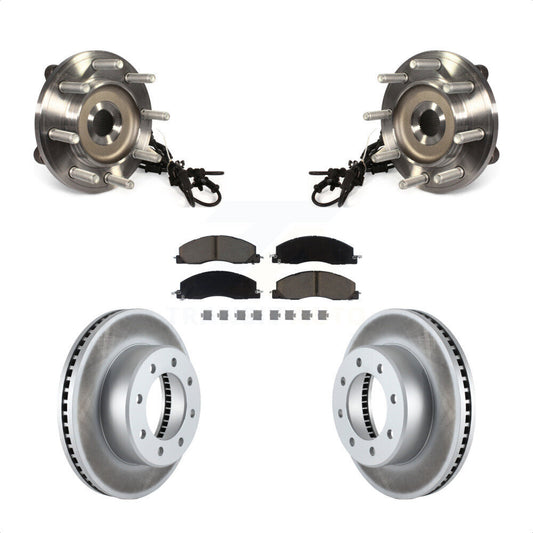 Hub Bearing Assembly Coated Disc Brake Rotor And Pad Front Kit For Ram 2500 3500
