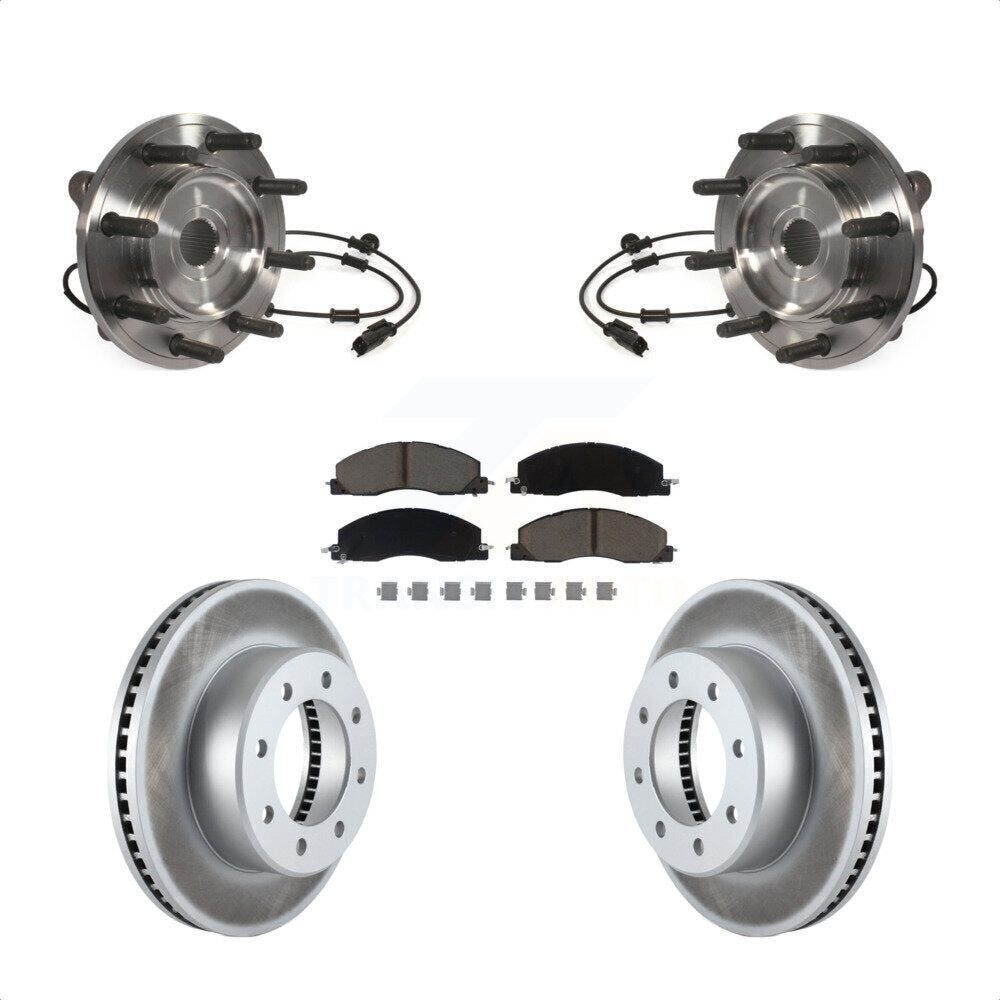Hub Bearing Assembly Coated Disc Brake Rotor And Pad Front Kit For Ram 3500 2500