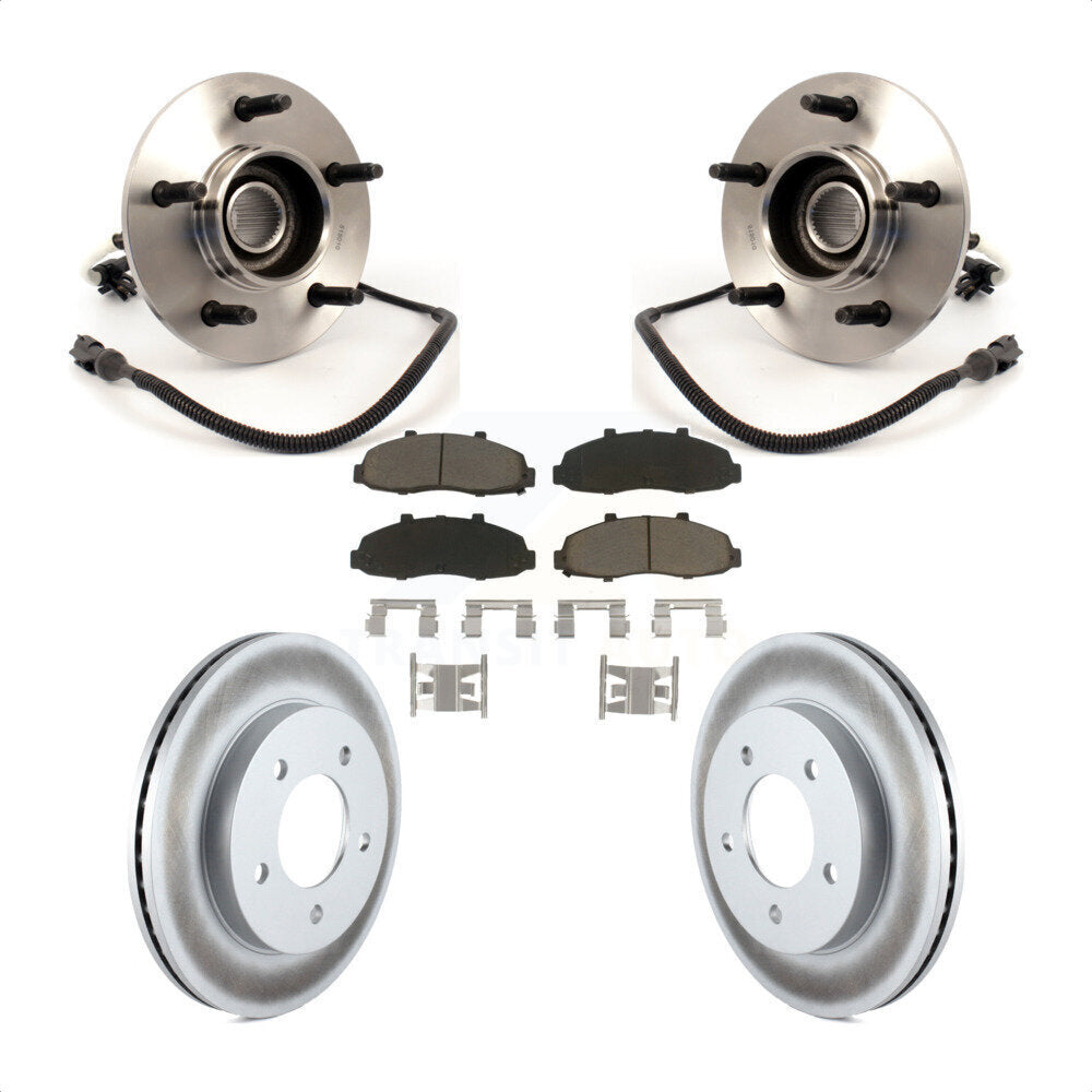 Hub Bearing Coated Brake Rotor Pad Front Kit For Ford F-150 4WD with 4-Wheel ABS