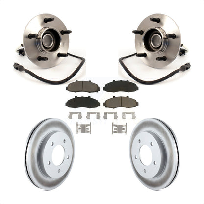 Hub Bearing Coated Brake Rotor Pad Front Kit For Ford F-150 4WD with 4-Wheel ABS