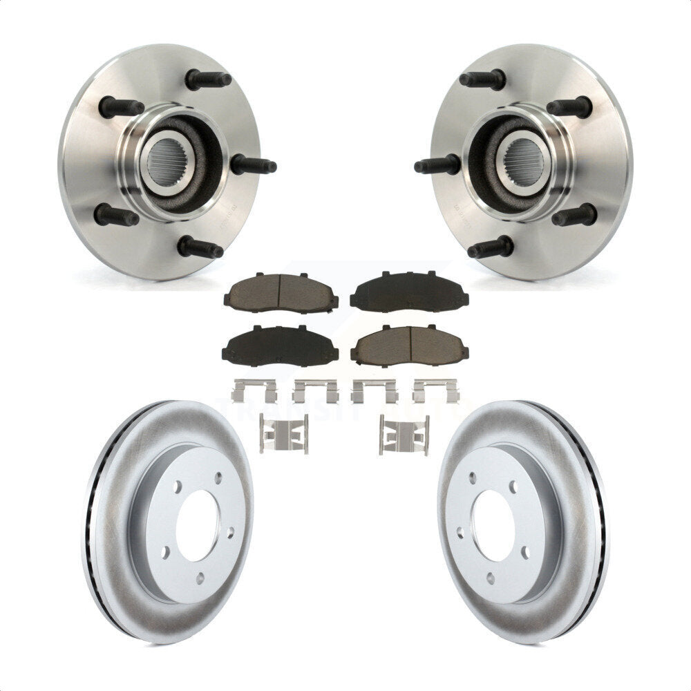 Hub Bearing Coated Brake Rotor Pad Front Kit For Ford F-150 4WD with 2-Wheel ABS