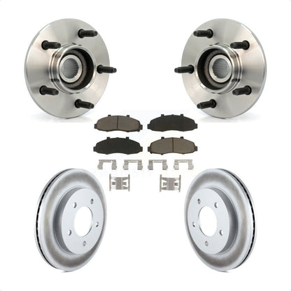 Hub Bearing Coated Brake Rotor Pad Front Kit For Ford F-150 4WD with 2-Wheel ABS