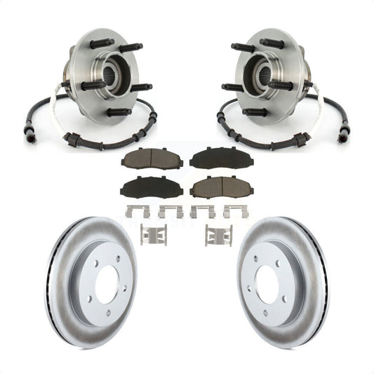 Hub Bearing Assembly Coated Brake Rotor & Pads Front Kit For Ford F-150 Heritage
