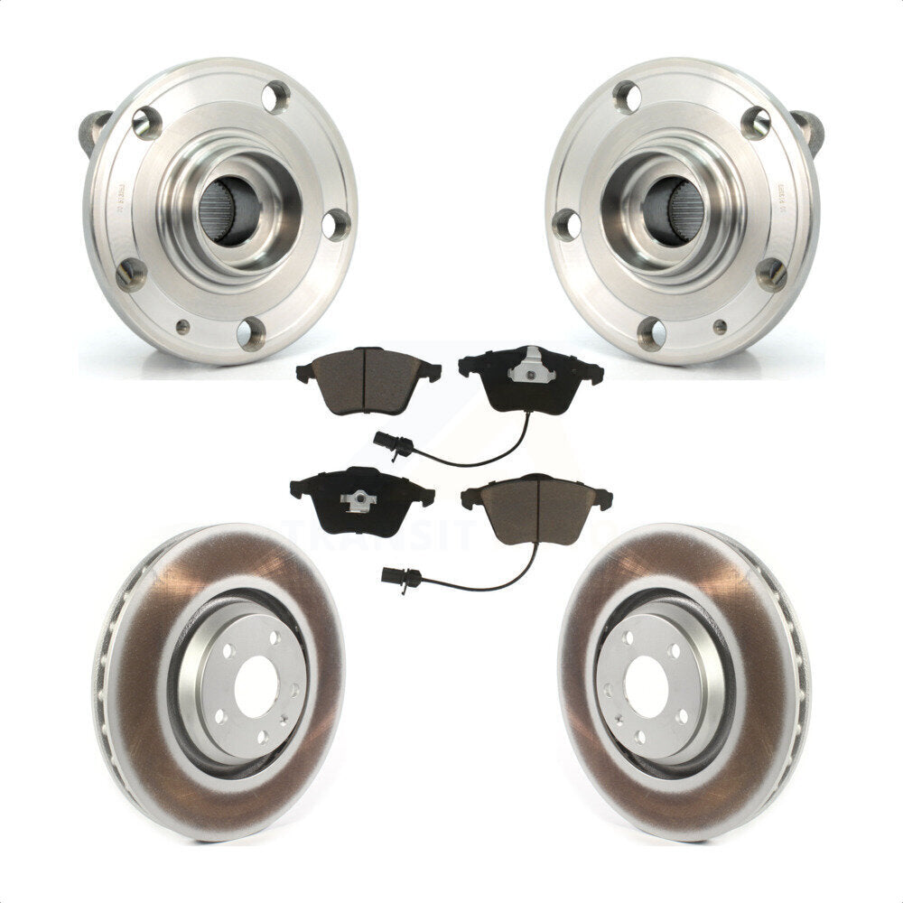 Hub Bearing Assembly Coated Brake Rotor & Pads Front Kit For Audi TT Quattro TTS