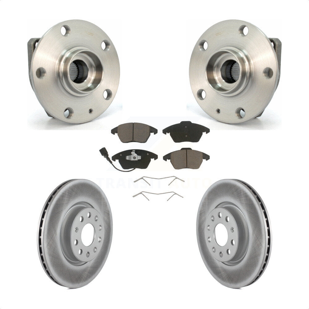 Hub Bearing Assembly Coated Disc Brake Rotor & Pads Front Kit For Volkswagen GTI