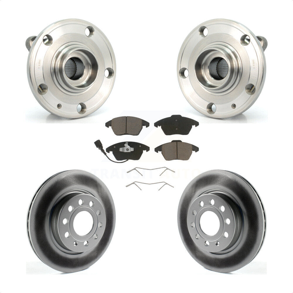 Hub Bearing Coated Brake Rotor Pads Front Kit For Volkswagen GTI Audi A3 Quattro