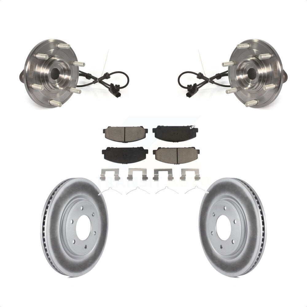 Hub Bearing Assembly Coated Brake Rotor & Pads Front Kit For Nissan TITAN Armada