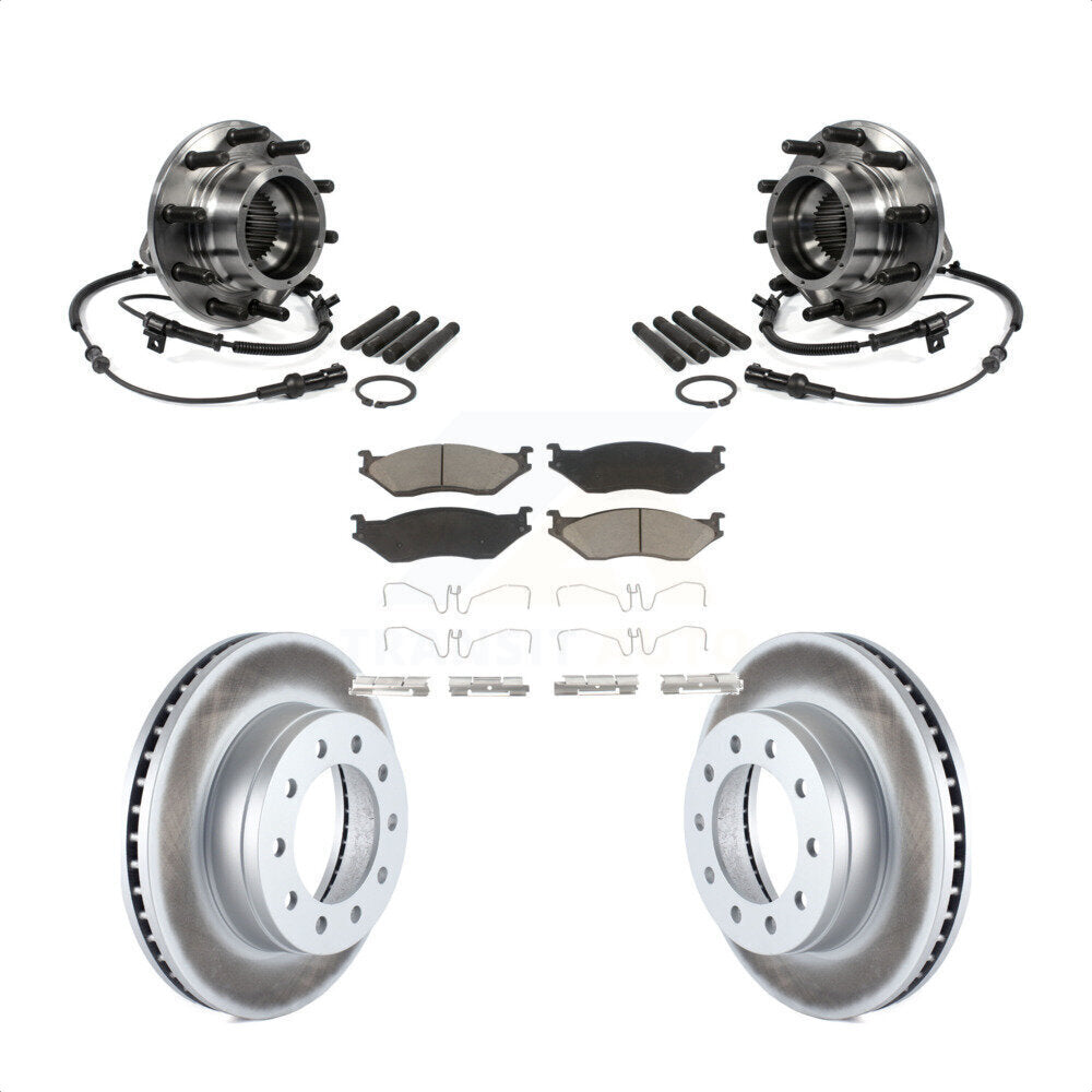 Hub Bearing Coat Brake Rotor Pad Front Kit For 05-10 Ford F-550 Super Duty 4 X