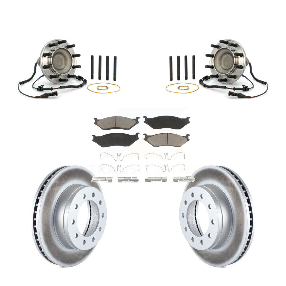 Hub Bearing Coated Brake Rotor And Pad Front Kit For Ford F-550 Super Duty F-450