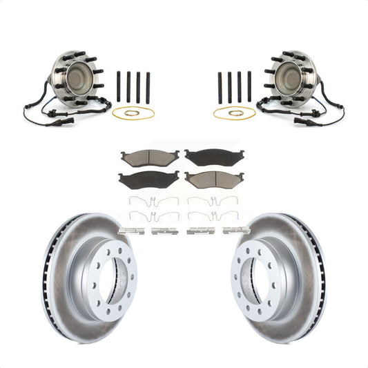 Hub Bearing Coated Brake Rotor And Pad Front Kit For Ford F-550 Super Duty F-450