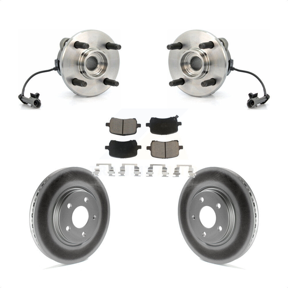 Hub Bearing Coated Brake Rotor & Pads Front Kit For Saturn Ion With 4 Lug Wheels