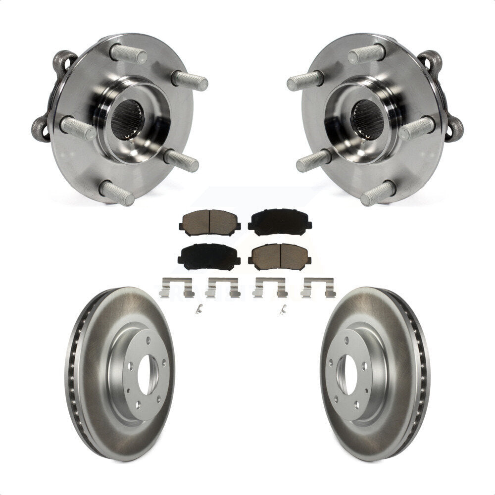 Hub Bearing Assembly Coated Brake Rotor & Pad Front Kit For 2013-2015 Mazda CX-5
