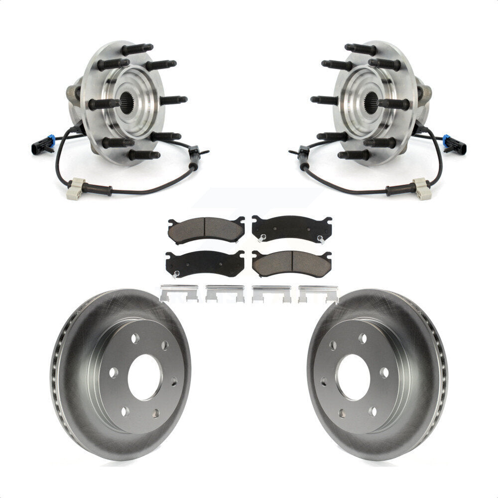 Hub Bearing Coated Brake Rotor & Pads Front Kit For Chevrolet Silverado 1500 GMC