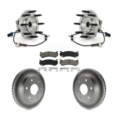 Hub Bearing Coated Brake Rotor & Pads Front Kit For Chevrolet Silverado 1500 GMC