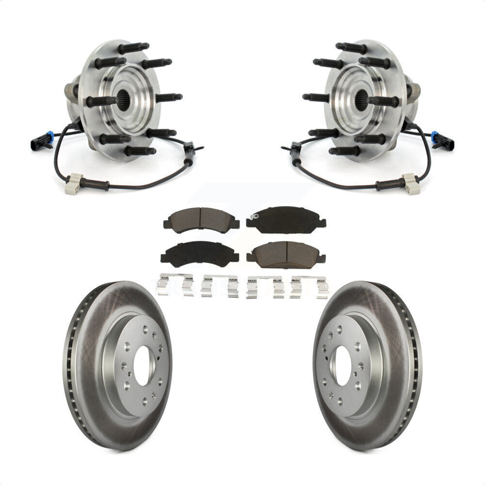Hub Bearing Coated Brake Rotor & Pads Front Kit For Chevrolet GMC Silverado 1500