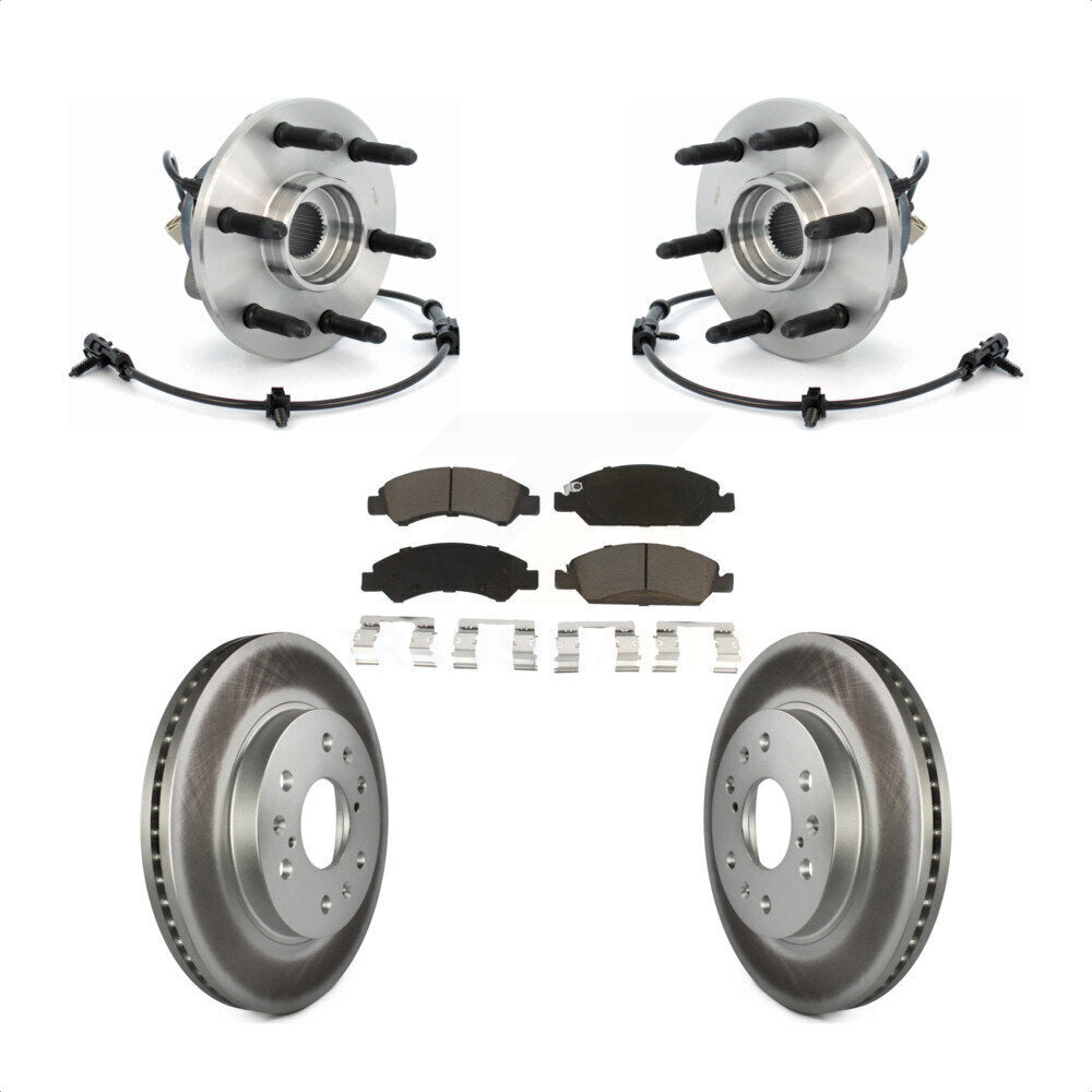 Hub Bearing Coated Brake Rotor & Pads Front Kit For Chevrolet GMC Silverado 1500