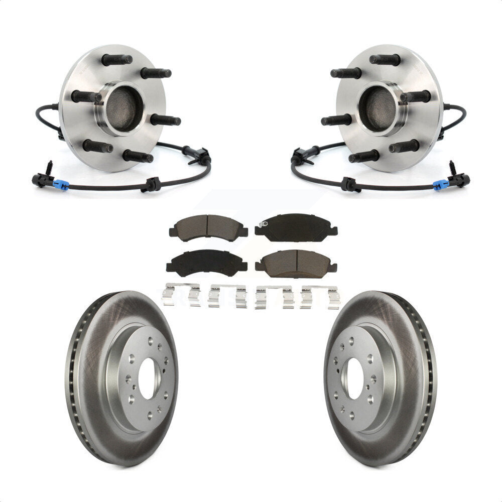 Hub Bearing Coated Brake Rotor & Pads Front Kit For Chevrolet GMC Silverado 1500