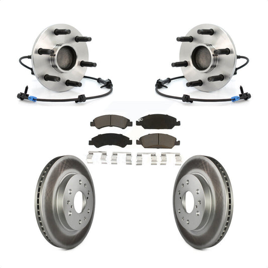 Hub Bearing Coated Brake Rotor & Pads Front Kit For Chevrolet GMC Silverado 1500