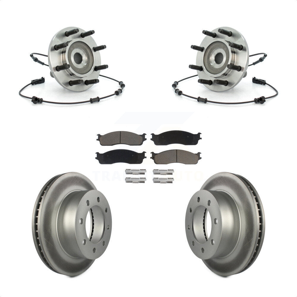 Hub Bearing Assembly Coat Brake Rotor Pad Front Kit For Dodge Ram 1500 3500 2500