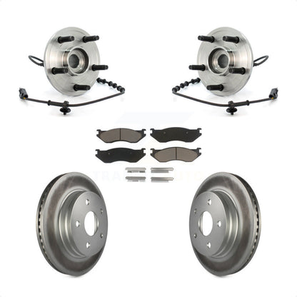 Hub Bearing Assembly Coated Disc Brake Rotor & Pads Front Kit For Dodge Ram 1500