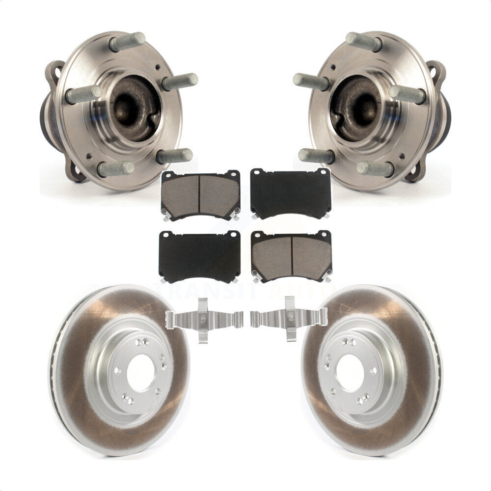 Hub Bearing Assembly Coated Disc Brake Rotor & Pad Front Kit For Hyundai Genesis