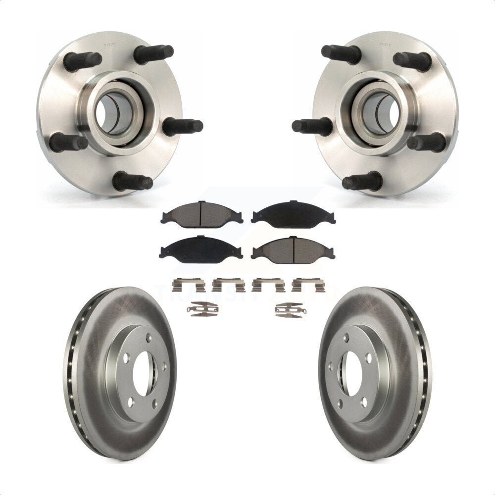 Hub Bearing Assembly Coated Disc Brake Rotor And Pads Front Kit For Ford Mustang