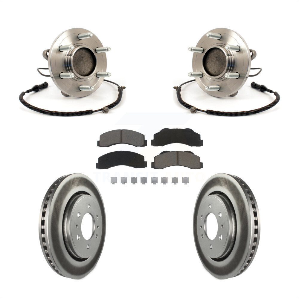 Hub Bearing Assembly Coated Brake Rotor & Pads Front Kit For 2010 Ford F-150 RWD