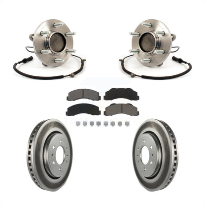 Hub Bearing Assembly Coated Brake Rotor & Pads Front Kit For 2010 Ford F-150 RWD