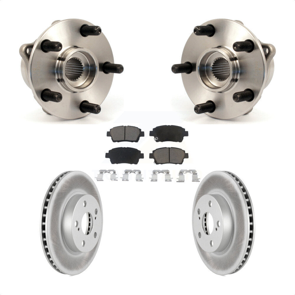 Hub Bearing Assembly Coated Brake Rotor Pad Front Kit For 2004-2009 Toyota Prius