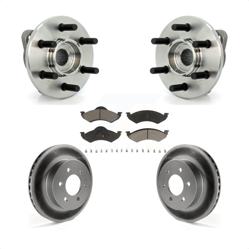Hub Bearing Assembly Coated Brake Rotor & Pad Front Kit For Dodge Dakota Durango
