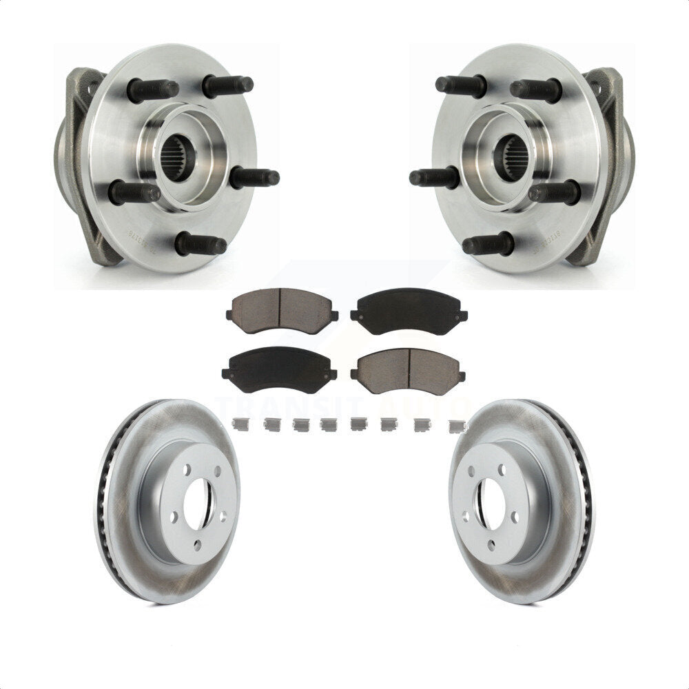 Hub Bearing Coated Brake Rotor Pads Front Kit For 2002-2005 Jeep Liberty Non-ABS