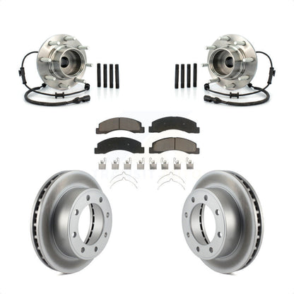 Hub Bearing Coated Brake Rotor & Pads Front Kit For 2001-2005 Ford Excursion 4WD