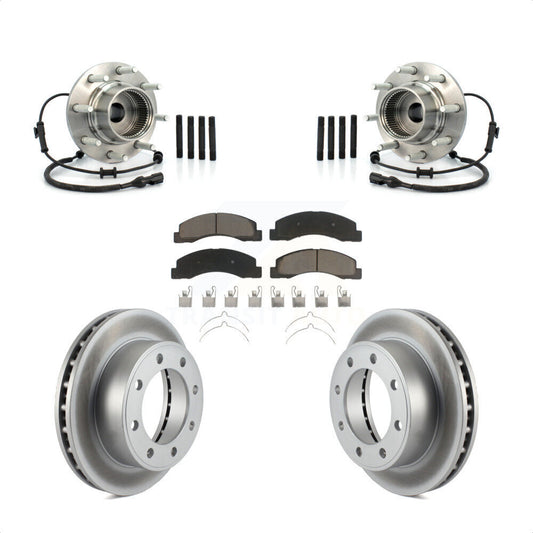 Hub Bearing Coated Brake Rotor & Pads Front Kit For 2001-2005 Ford Excursion 4WD