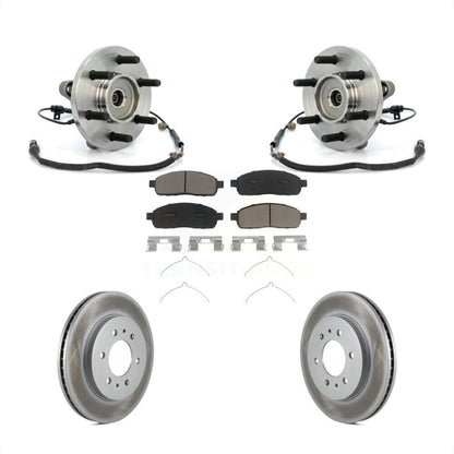 Hub Bearing Assembly Coated Brake Rotor & Pads Front Kit For 2009 Ford F-150 4WD