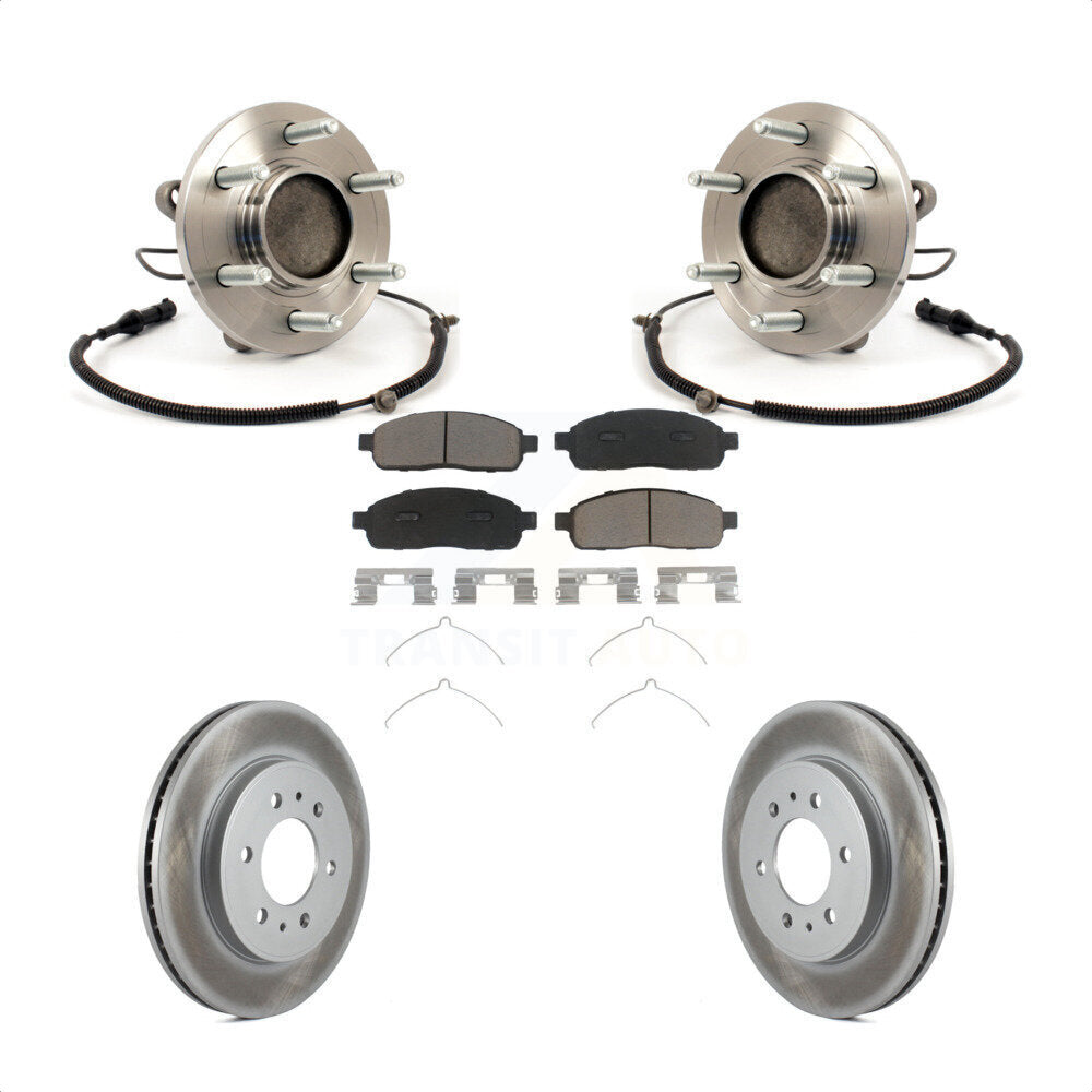 Hub Bearing Assembly Coated Brake Rotor & Pads Front Kit For 2009 Ford F-150 RWD