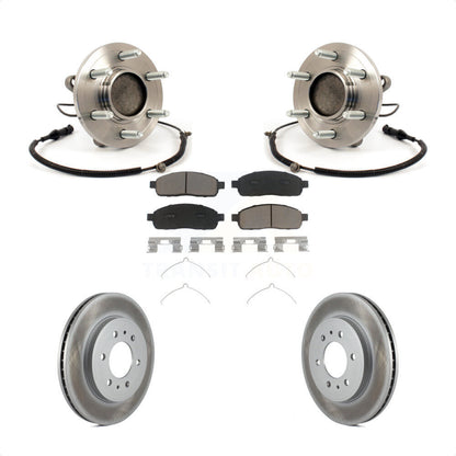 Hub Bearing Assembly Coated Brake Rotor & Pads Front Kit For 2009 Ford F-150 RWD