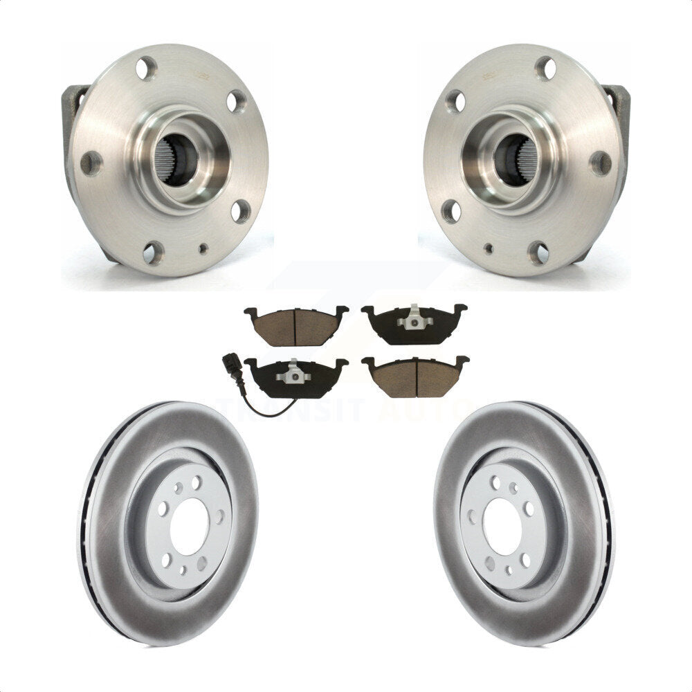 Hub Bearing Assembly Coated Brake Rotor & Pad Front Kit For Volkswagen Golf City