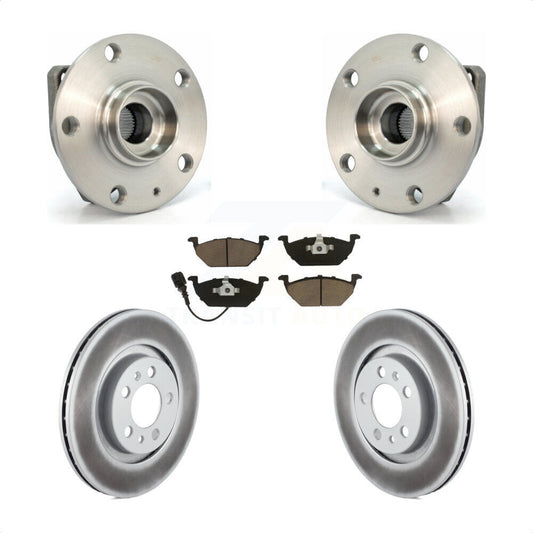 Hub Bearing Assembly Coated Brake Rotor & Pad Front Kit For Volkswagen Golf City