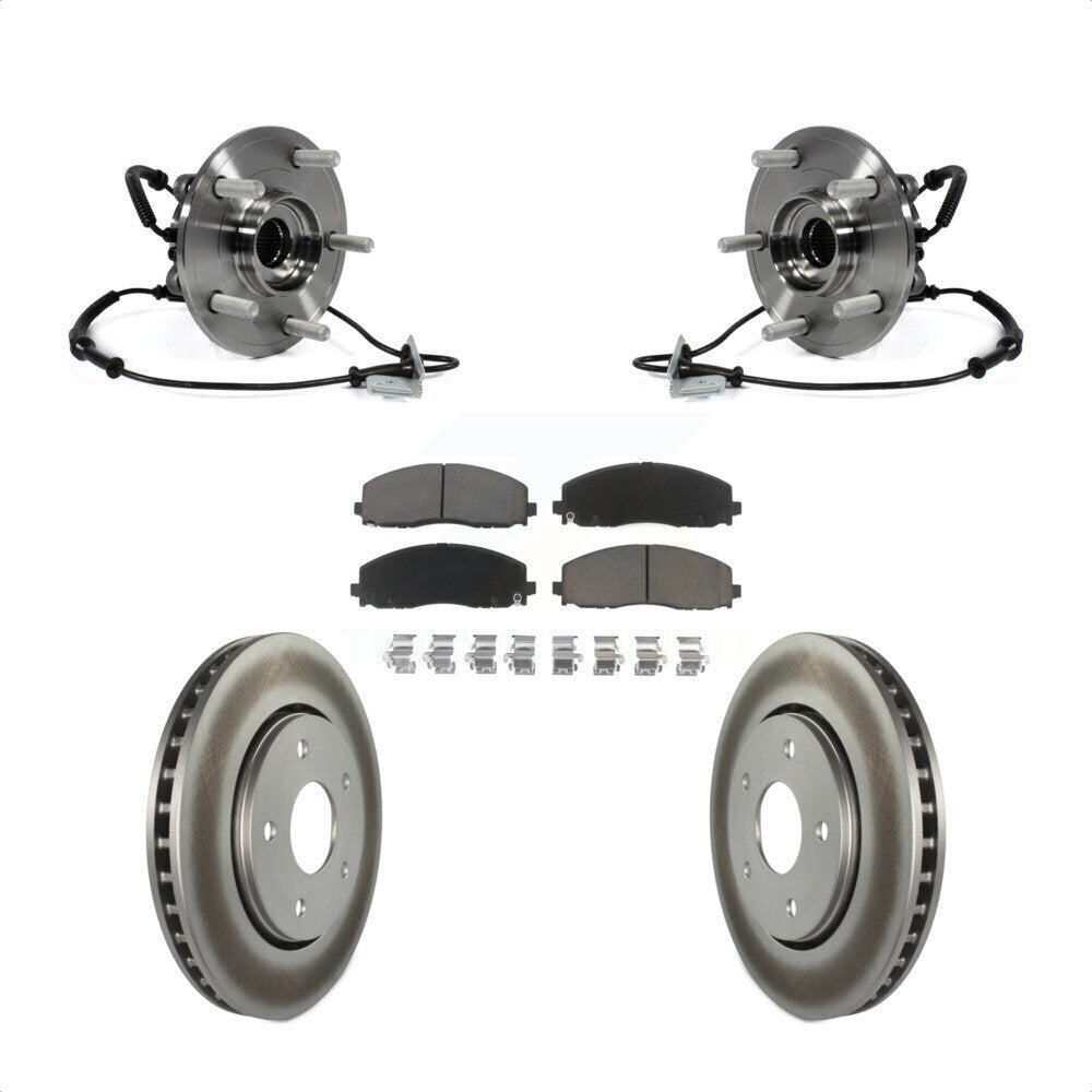 Hub Bearing Assembly Coated Brake Rotor & Pads Front Kit For Dodge Grand Caravan
