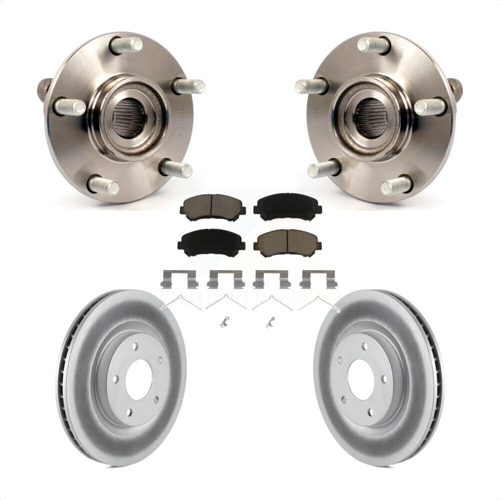 Hub Bearing Assembly Coated Brake Rotor & Pads Front Kit For Nissan Rogue Select