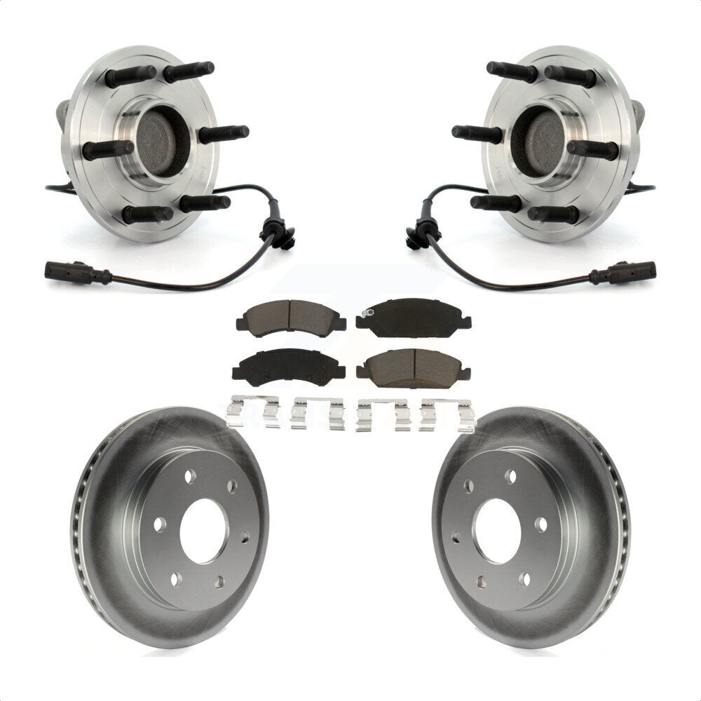 Hub Bearing Assembly Coated Disc Brake Rotor & Pad Front Kit For GMC Sierra 1500
