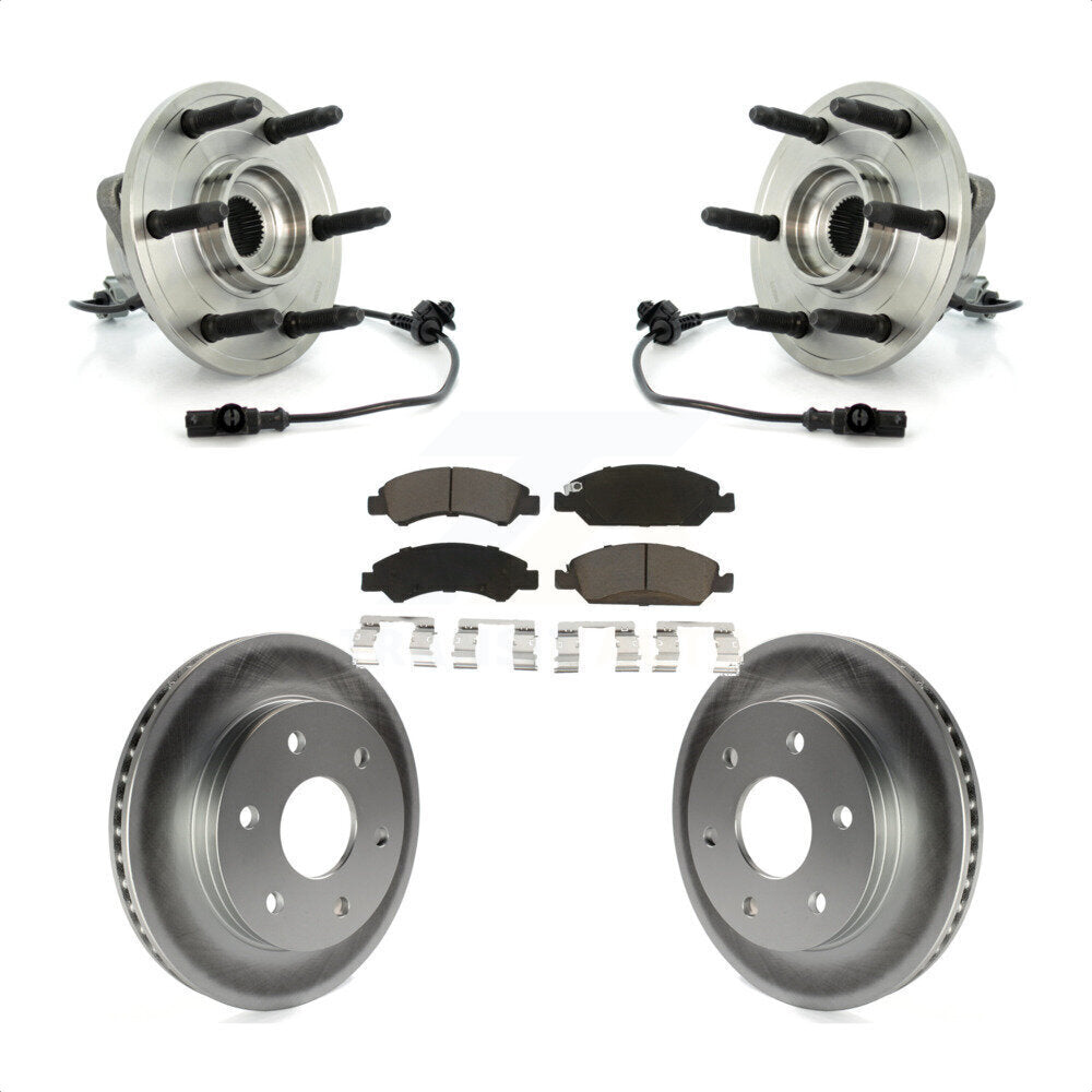 Hub Bearing Assembly Coated Disc Brake Rotor & Pad Front Kit For GMC Sierra 1500