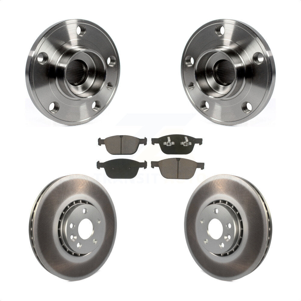 Hub Bearing Assembly Coated Brake Rotor & Pad Front Kit For 2010-2015 Volvo XC60