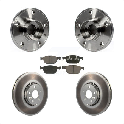 Hub Bearing Assembly Coated Brake Rotor & Pad Front Kit For 2010-2015 Volvo XC60