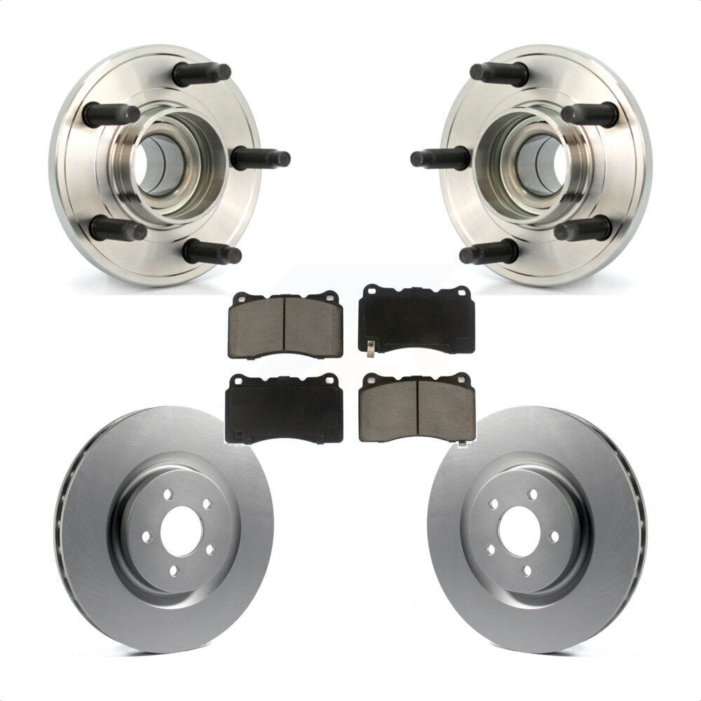 Hub Bearing Assembly Coated Disc Brake Rotor And Pads Front Kit For Ford Mustang