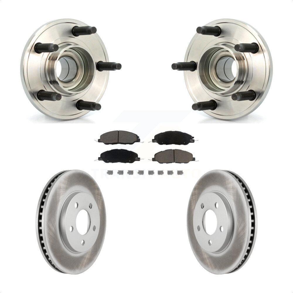Hub Bearing Assembly Coated Disc Brake Rotor And Pads Front Kit For Ford Mustang