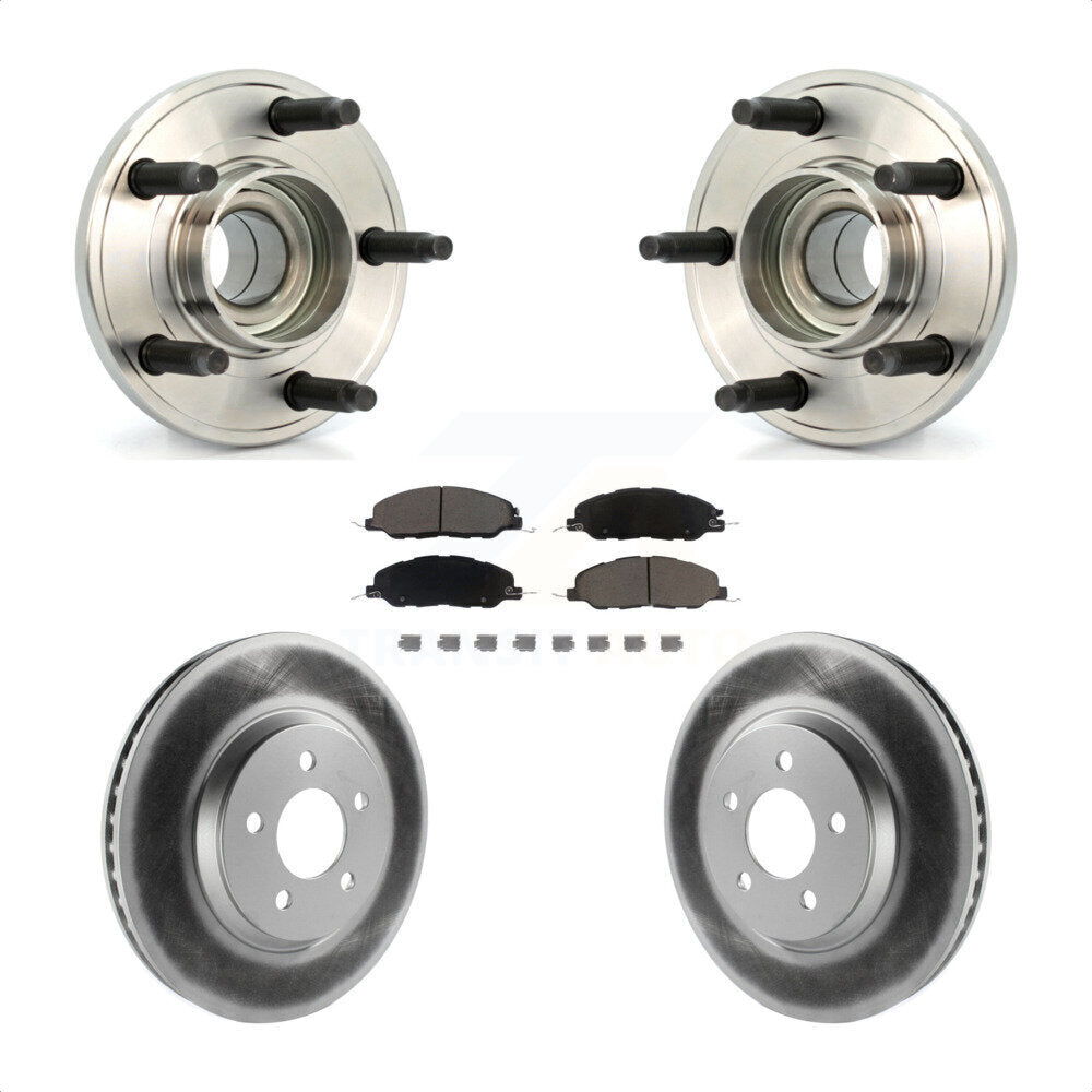 Hub Bearing Assembly Coated Disc Brake Rotor And Pads Front Kit For Ford Mustang