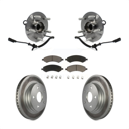Hub Bearing Assembly Coated Brake Rotor & Pad Front Kit For Ram 1500 Classic 4WD