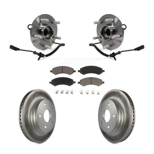 Hub Bearing Assembly Coated Brake Rotor & Pad Front Kit For Ram 1500 Classic 4WD