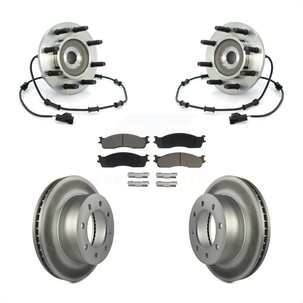 Hub Bearing Coat Brake Rotor Pad Front Kit For 2003-2005 Dodge Ram 2500 3500 4WD